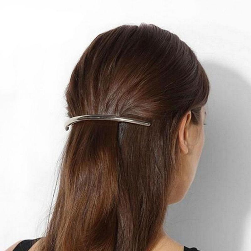 2 Teile/satz Frauen Haar Clips Mädchen Metall Gold/Silber Überzogene Plain ARC Rohr Große Hairgrip Haar Clips H