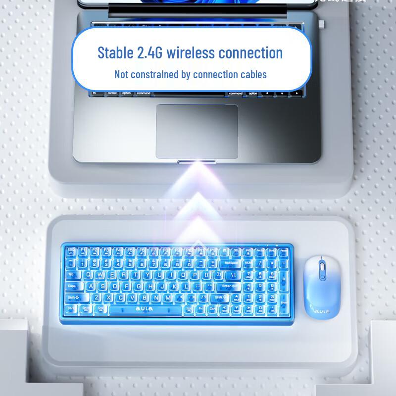 AULA AC210 Wireless Transparent Keyboard and Mouse Combo