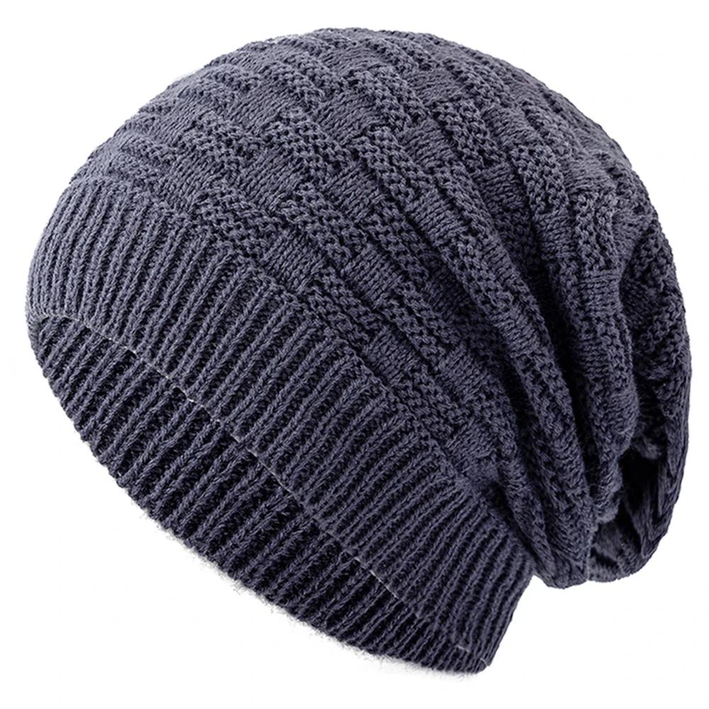 Unisex Slouchy Winter Hat Long Size Knitted Hat Casual Beanies For Men & Women Solid Bonnet Cap