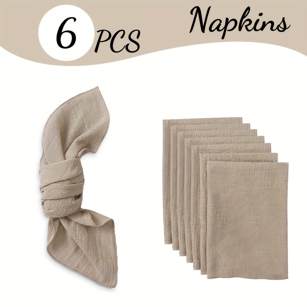 6 Stück einfarbige Servietten im Bohème-Stil, einfache und rustikale quadratische Stoffservietten, Tischdekoration