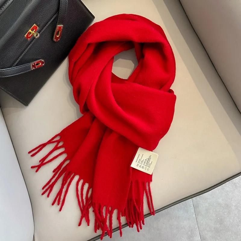 Winter Narrow Scarf 28 Color 100% Wool Scarf Hot Selling Solid Color Scarf Men's and Women's Universal Warm and Cold Proof Scarf