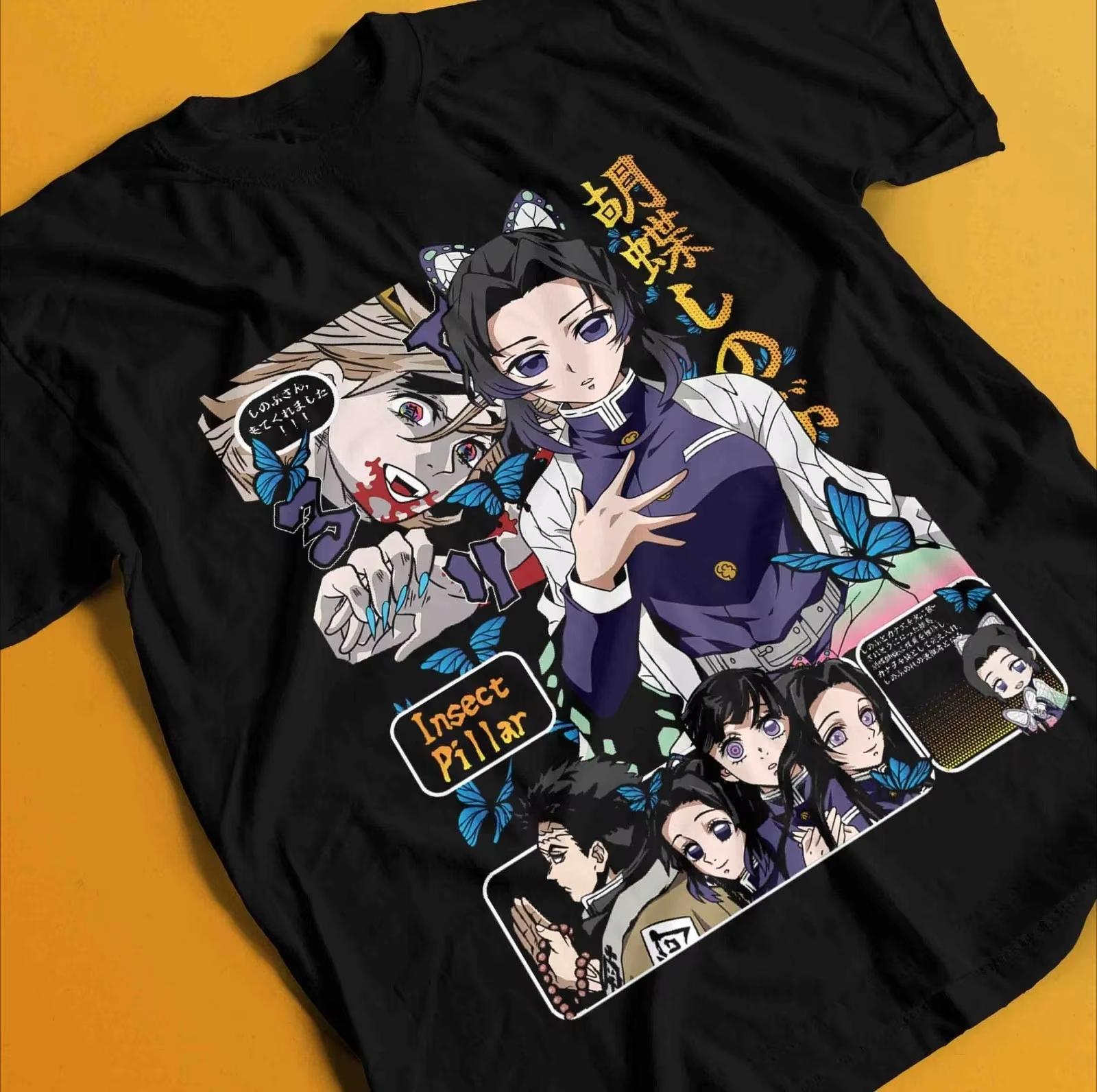 

New 2026 Demon Slayer Shirt Shinobu Kocho Tshirt Tanjiro T-Shirt Muzan Doma Kokushibo Tee Summer Men s and Women s T-shirt To... S разноцветный