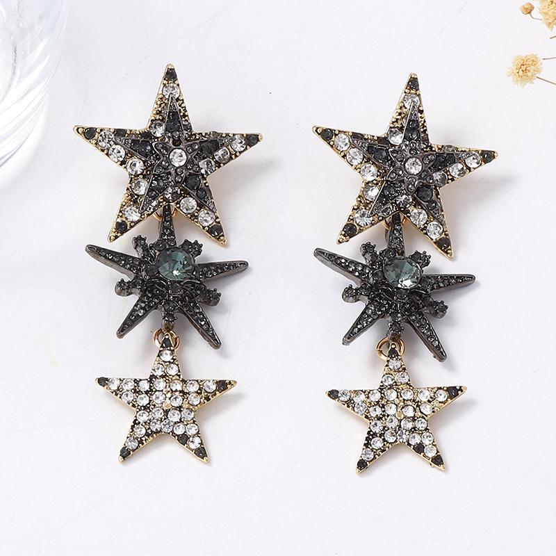 Błyszczące Kryształowe Cyrkonie Gwiazdki Wiszące Kolczyki Dla Kobiet Modna Biżuteria na Imprezę Świąteczną Prezenty