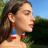 Earrings Multi-layered Fringe Earrings Creative Red, White, and Blue Flag-Colored Pendant Earrings 4th of July Independence Day Gift for Women