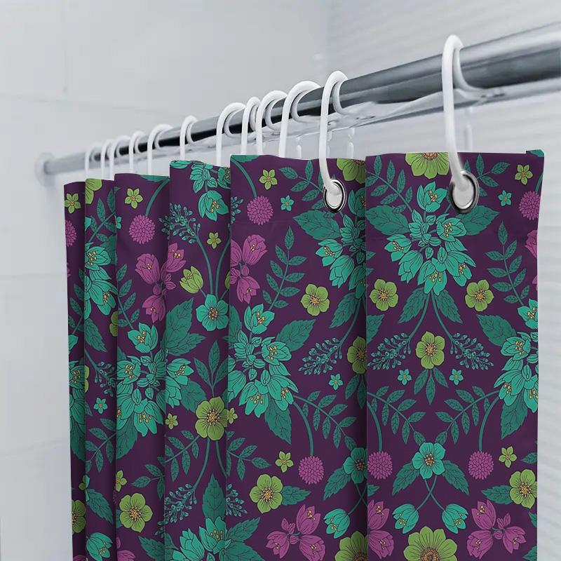 Floral Shower Curtain Botanical Greenery Pattern Nature Theme Bathroom Decor Vintage Farmhouse Style Waterproof Fabric Washable