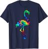 Colorful Flamingo Tie Dye Vintage Hippie Flamingo Lover T-Shirt Men Clothing Graphic T Shirts Casual Cotton Four Seasons Daily
