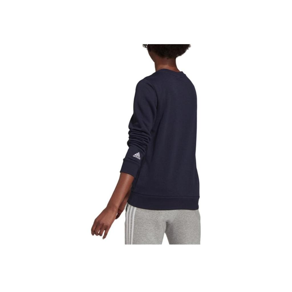 Adidas Essentials Letter Logo Print Crew Neck Long Sleeve Sweatshirt Women Sweatshirt Dark-Blue H10141