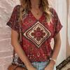 Bohemian Style Short Sleeved 3D Color Printed Trendy Casual Loose T-shirt