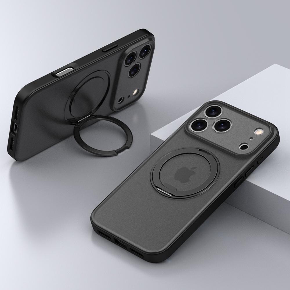KEYSION 360° Rotating Magnetic Ring Stand Case for MagSafe for iPhone 17 Pro Max 17 Air Matte Transparent Shockproof Phone Cover