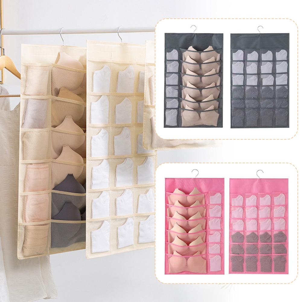 Double-Sides Underwear Bra Organizer Multifunctional Mesh Drawer Organizers Washable Closet Door Hanging Bag Clothes Divider Box