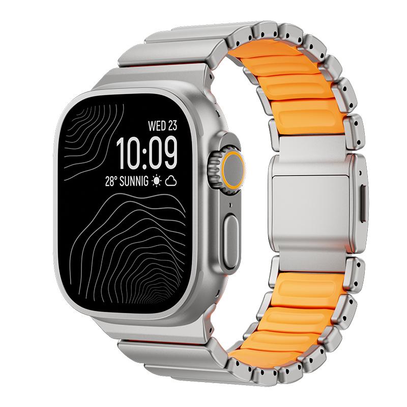 

Титановий металевий ремінець для Apple Watch Ultra 3 11 10 9 8 7 SE Силіконовий магнітний браслет Ремінець iWatch 42мм 44 45мм 46мм 49мм 2028 42 44 45 49mm&Steel Material