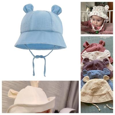 Baby Sun Hat With Ears Cute Bunny Newborn Boys Girls Bucket Hat Summer Kids Toddler Panama Cap 0 To 12 Months Soft Cotton