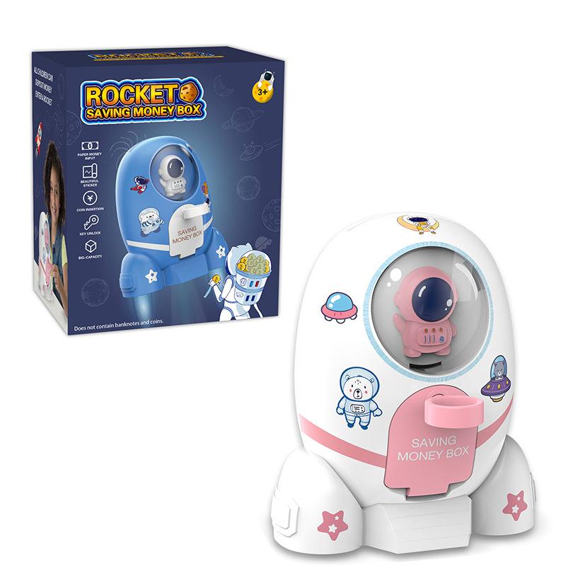 Bazooka Astronaut Piggy Bank Diy Cartoon Sticker, Large-Capacity Piggy Bank Ornament Financial Toy