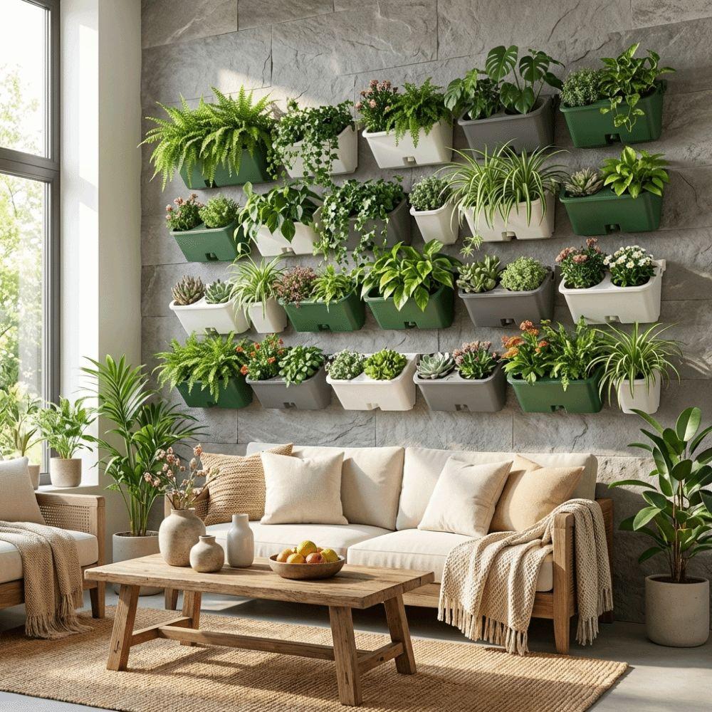 Plastic Wall Flowerpot Self Watering Planting Box Vertical Planter Vertical Garden