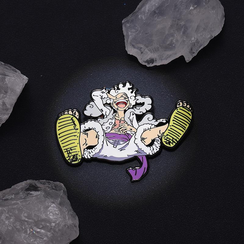 New Japanese Anime One Piece Monkey D Luffy Nika Form Metal Brooch Gift Anime Merchandise