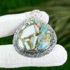 Pear Copper Amazonite Gemstone Bezel Trendy Sister New Pendant Sterling Silver