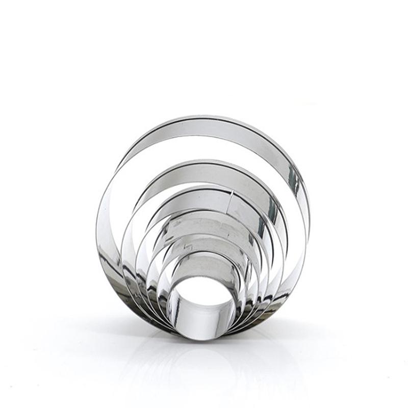 6Pcs/Set Stainless Steel Round Circle Shaped Cookie Cutter Biscuit Molds Silver
