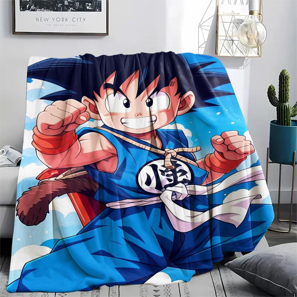 Dragon Ball Charakter Goku Muster Flanelldecke, Hohe Qualität, Bequem für Alle Jahreszeiten, Heimdekoration, Wärme und Komfort, Perfekt für Geschenke.