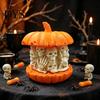 PLA Skull Pumpkin Ornament 3D Printed Figurine, Gothic Skeleton Statue, Statue Creepy for Home Office Holiday Party Caving
