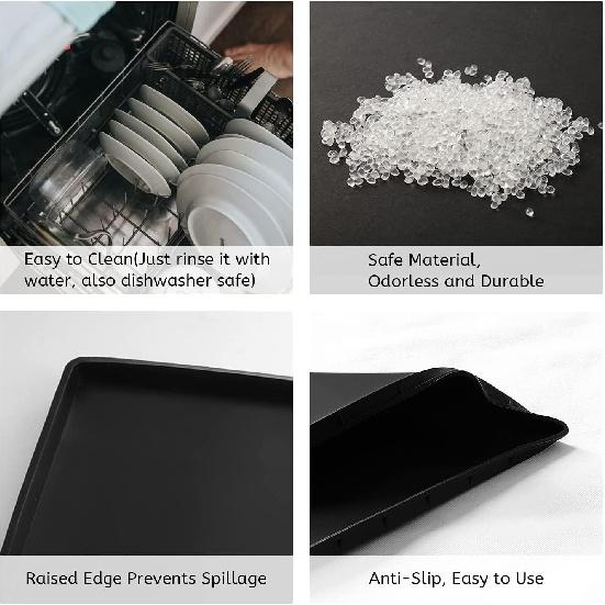 Silicone Mat Under Coffee Machine With Lip Coffee Maker Appliance Automatic Machines Espresso Accessory Black Multifunctional Rubber Base Mat (18.9 X