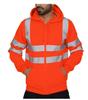 Men's Reflective Stripe Sanitation Work Clothes with Fleece Hooded Top, Outdoor Sweatshirt for Men