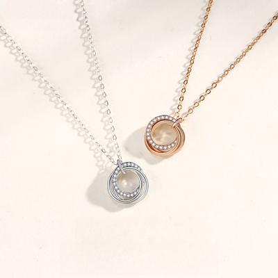 Necklace Girl High-end Korean Version Sansheng III Korean Round Pendant Niche Design Jewelry