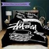 Black Star Background Signature Logo 3Pcs Bedding Set, Minimal Street Duvet Cover & 2 Pillowcases