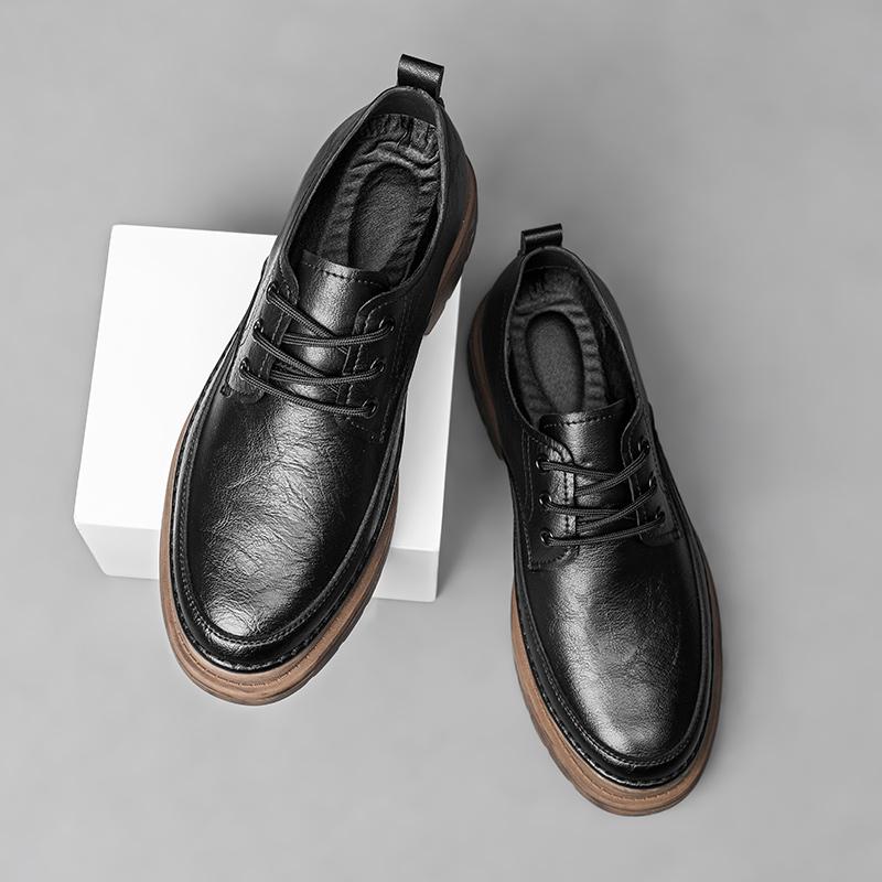 

Классические мужские туфли в стиле ретро с круглым носком, повседневные туфли для вождения, туфли на шнуровке из натуральной кожи, мужские деловые туфли для свиданий на толстой подошве 44 чёрный