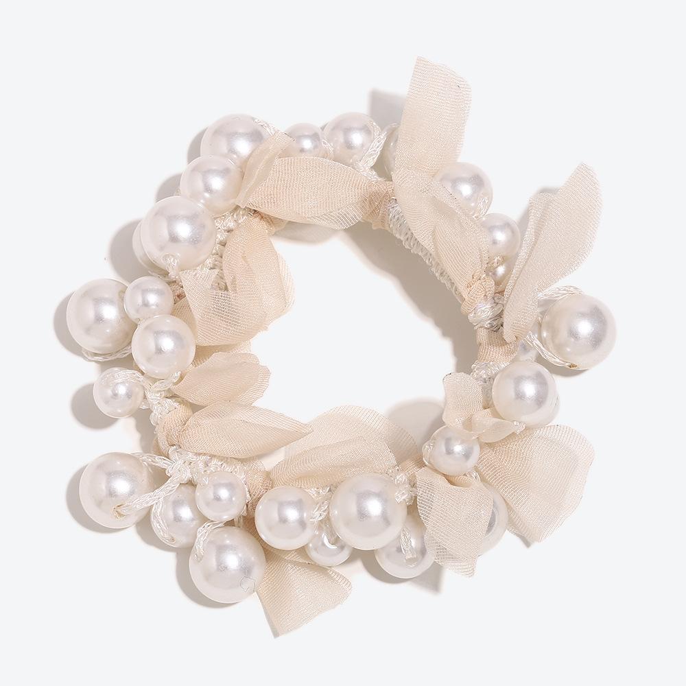 

1 шт. Модный аксессуар для волос Красочная ткань Жемчужная резинка для волос Эластичная резинка для пучка Бант Повязка на голову Кольцо для волос для хвостика