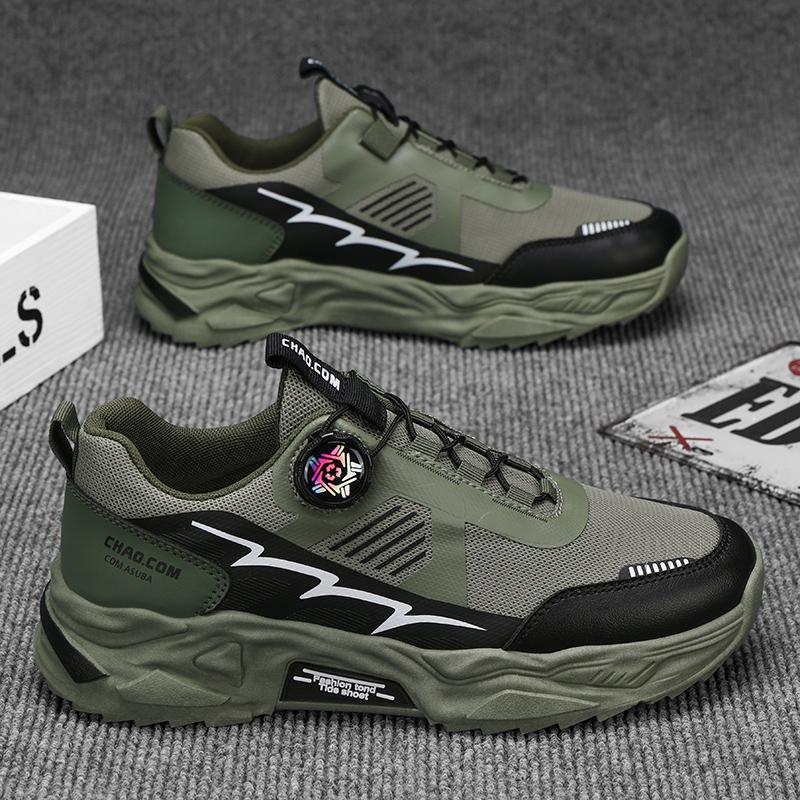 Men's Four Seasons Leisure Outdoor Odor proof Running Shoes Fashion Rotating Button Elastic Comfortable Sports Shoes