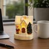 Santa Claus Relief Statue LED Lighted Christmas Village House Statue, Light Up Small Figurines with Miniature Xmas Tree Claus, Collectible Tabletop