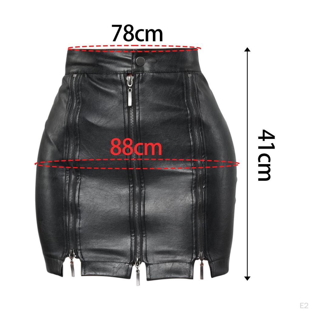 Casual Women PU Leather Skirt Clothes High Waisted Dress Y2K Black Pencil Bodycon for Girl