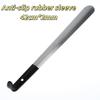 1Pcs 16.5"/42Cm Easy-Grip Metal Shoe Horn Black Long Handle Curved Hook Ergonomic Stainless Steel Shoehorn For Seniors