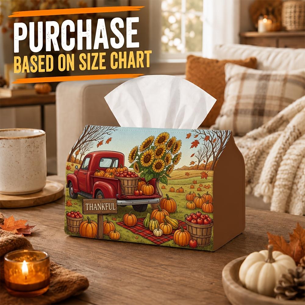 1pc Vintage Country Farm Tissue Box | Multi-functional Autumn Napkin Dispenser, Available Suitable for Home, Fall Car Decoration Pickup Truck Sunflowe