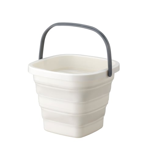 Daiya Flaundry Folding Bucket, 5L, for Soaking, Compact Storage, Portable, with S-Hook for Hanging, Ideal for Laundry, Cleaning, Car Washing, and Disa