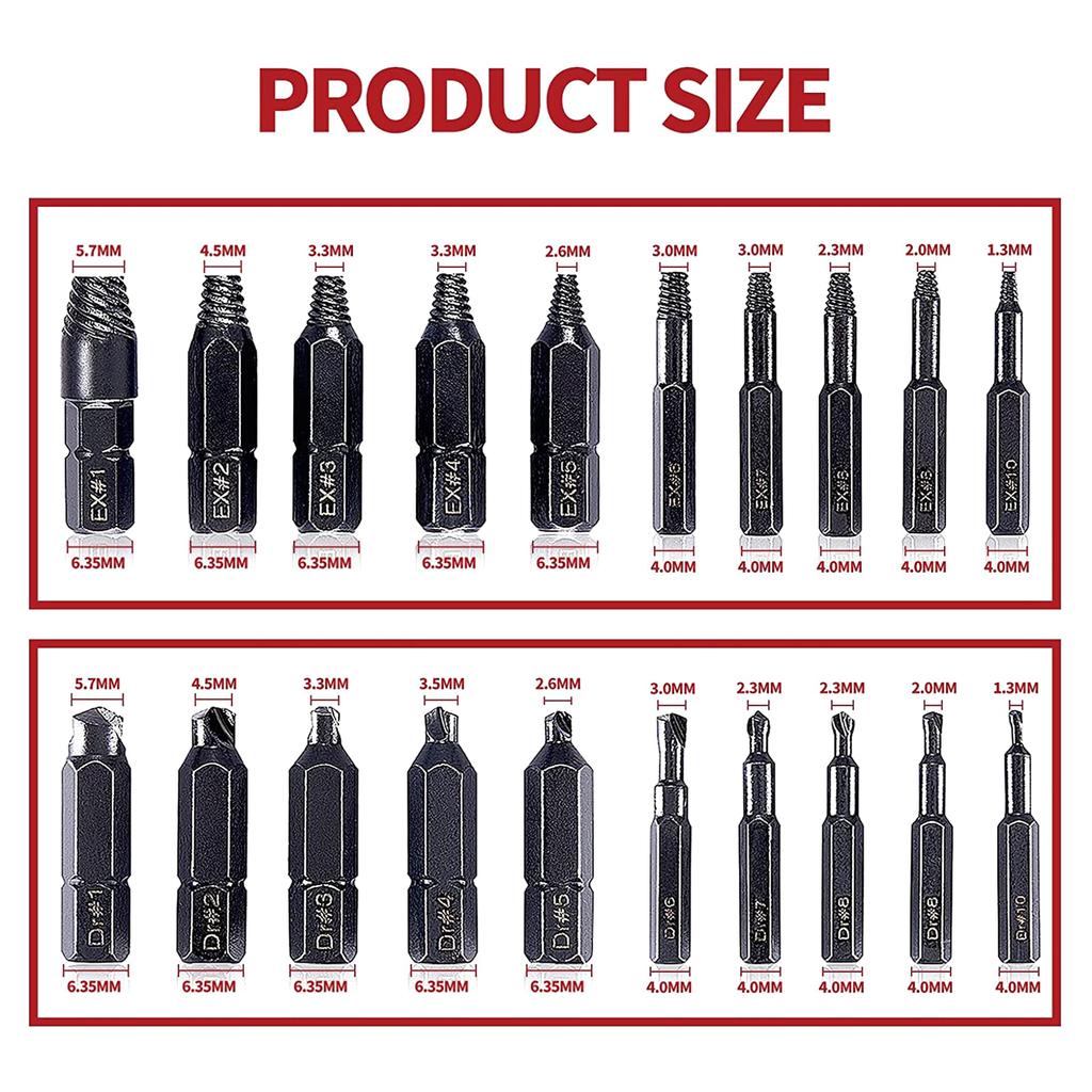 22Pcs/set Damaged Screw Extractor Drill Bits Purpose Tools Broken Speed Out Easy Bolt Stud Stripped Screw Remover Tool