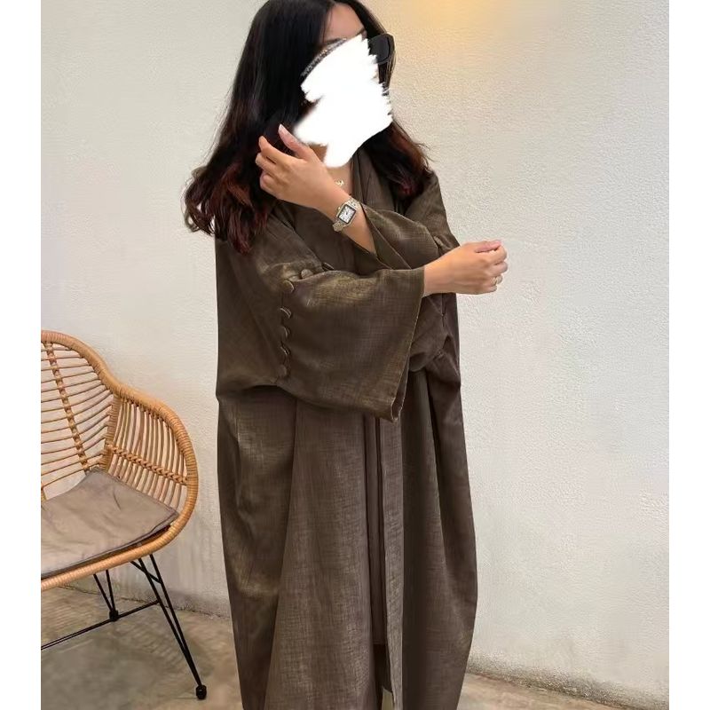 

Новый Ближний Восток Дубай Турция Свободный Повседневный Кардиган Халат Платье Кардиган Халат Платье Coffee 2XL