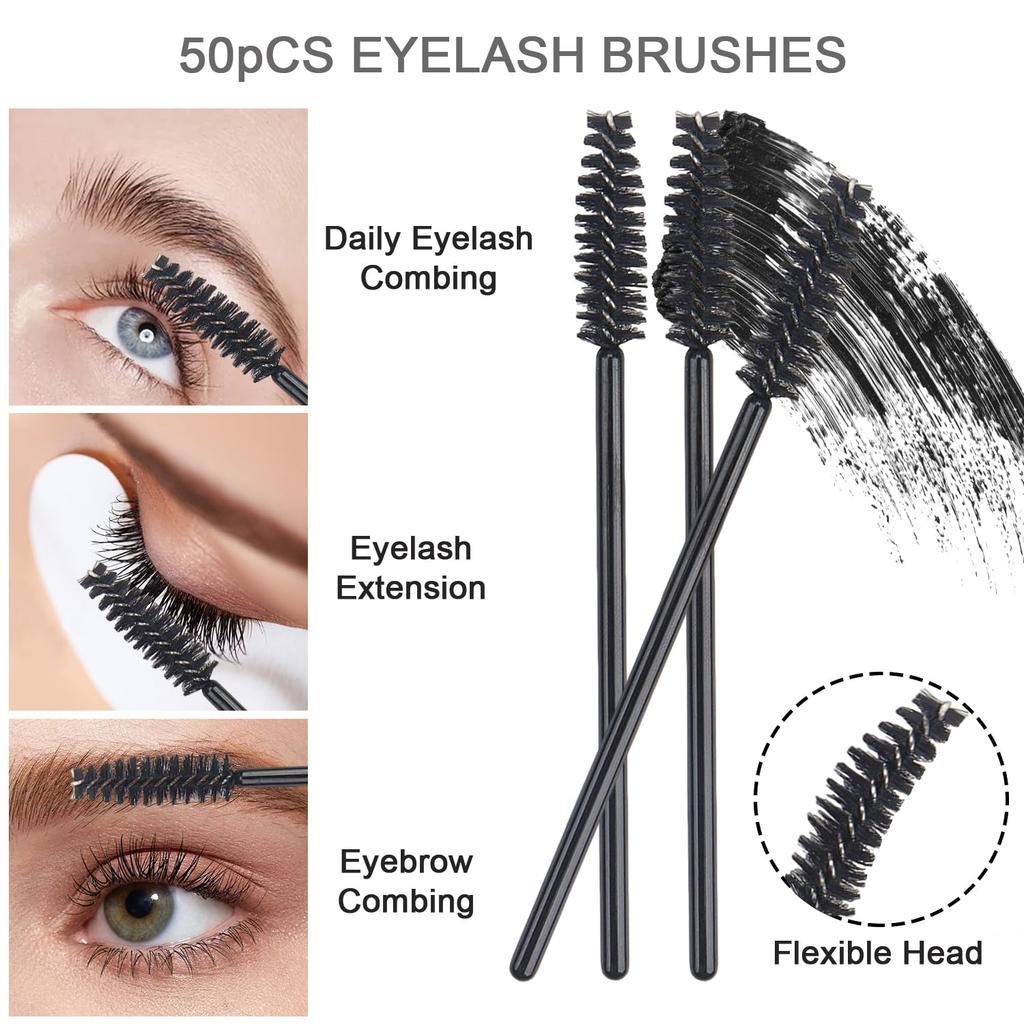 200Pcs Eyelash Extension Kit, Lash Spoolies Extension Supplies Eyebrow Brush Mascara Wands Lip Brushes Applicators Disposable Micro Swab Brushes for