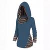 Tribal Geometric Stripe Splicing Hooded Top Knitted Long Sleeve Button Casual Ethnic Sweater