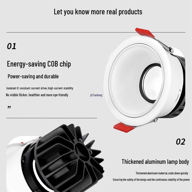 Kompakter blendfreier Einbaustrahler für die Decke: Vollspektrum-Wandfluter für das Wohnzimmer