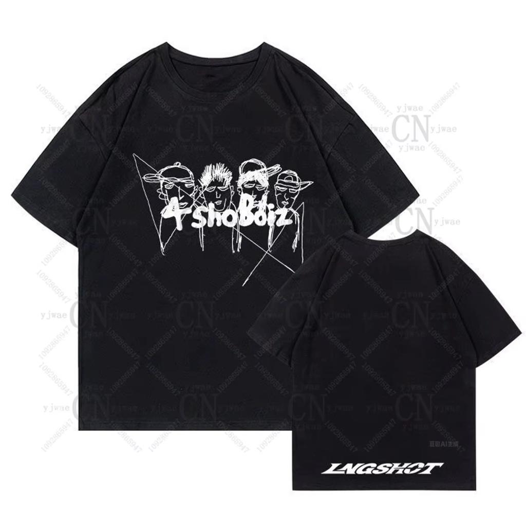 LNGSHOT Member Portrait Graphic T-Shirt Ohyuan Woojin Louis Ryul Kpop Fashion Retro Shirt Summer Men Women Beach T-shirt