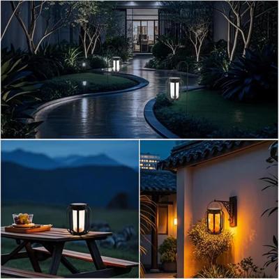 Luz Solar LED para Jardim Exterior Lanterna de Atmosfera de Acampamento Recarregável por USB Lâmpada Antiga de Pátio para Pátio Jardim Varanda Caminho