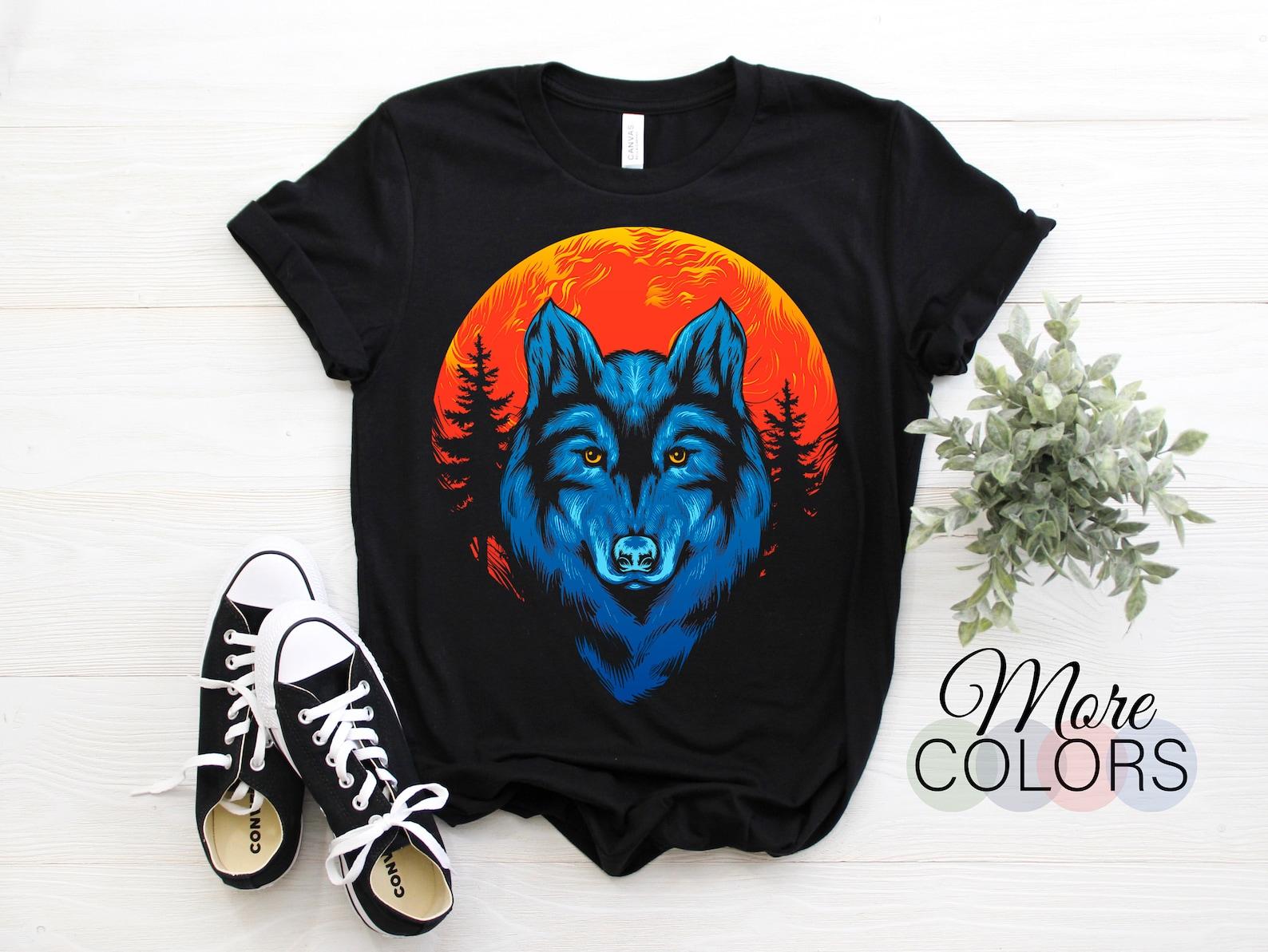 Wolf Moon Woods Wolves Gift Costume T-Shirt, Animals Wildlife Lover Vintage Retro Cool, Grey Wolf Birthday Present Boys Girls Kids Adult, 110