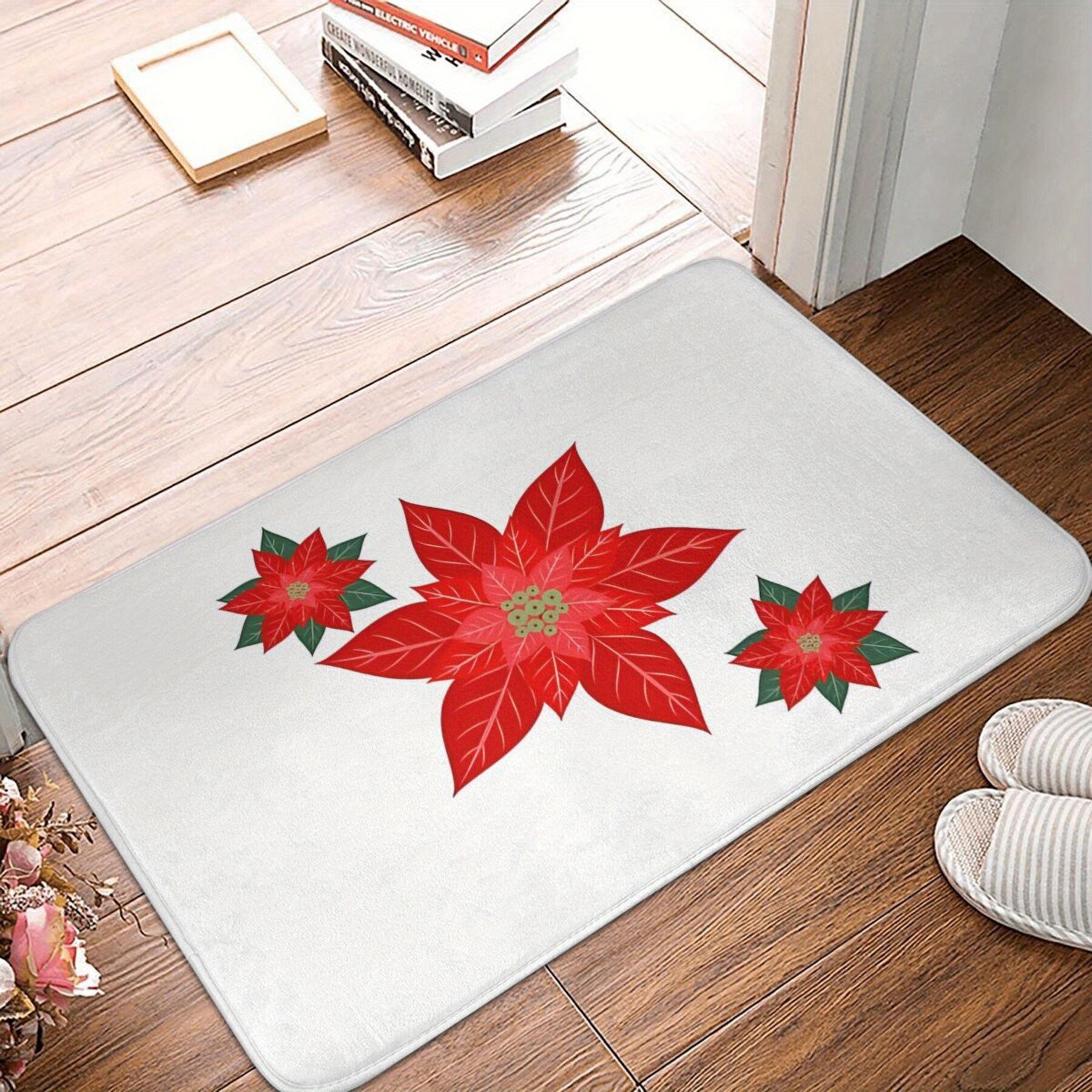 1pc Christmas Floral Bedroom Mat Potted Flower Door Mat Kitchen Carpet Balcony Carpet Home 40x60cm