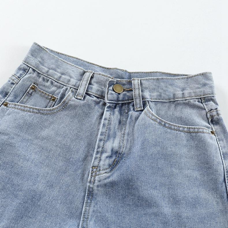 Classic and Minimalist Fashion Versatile Broken Holes Female Summer High Waist Thin Thin Section Loose A-line Denim Shorts Individuality Trendiness