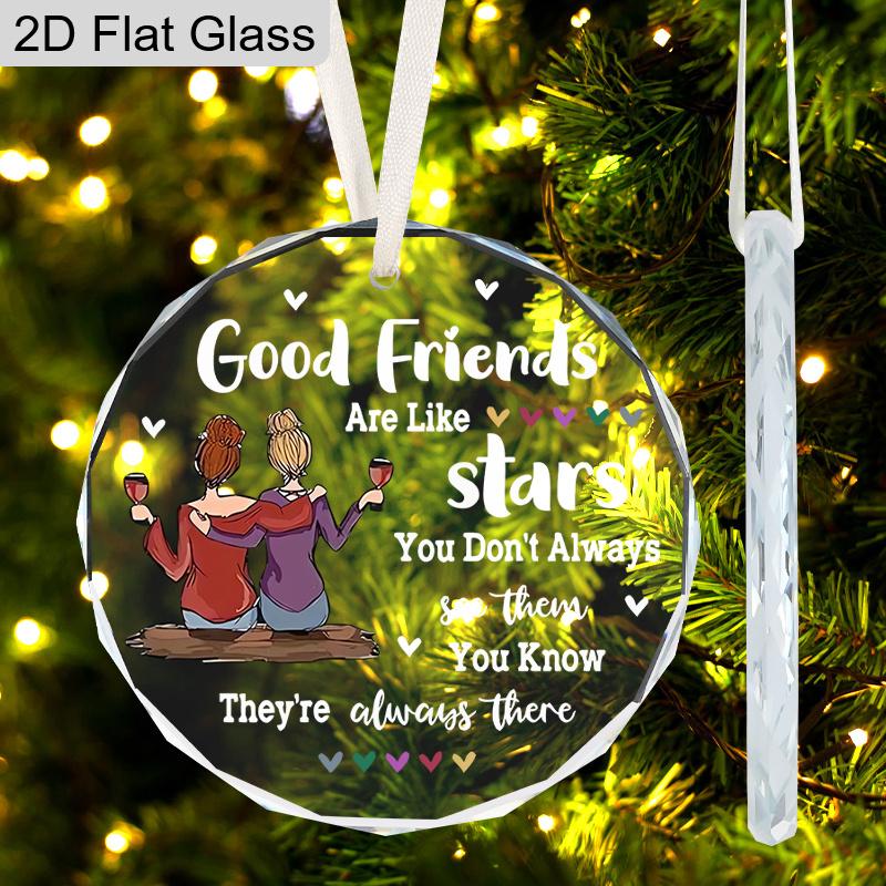 Freundschafts-Erinnerungsstück Glasornament, Design mit zwei Schwestern, die Weingläser halten, Ideale Geschenke für beste Freunde oder beste Freundinnen, Freundschaft, BFF, Seelenverwandte