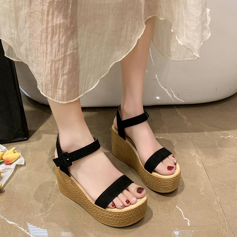 WTEMPO Dámské sandály se silnou podrážkou semišové přezka a šikmé podpatky příležitostné všestranné sandály proti skluzu dropshipping velkoobchod