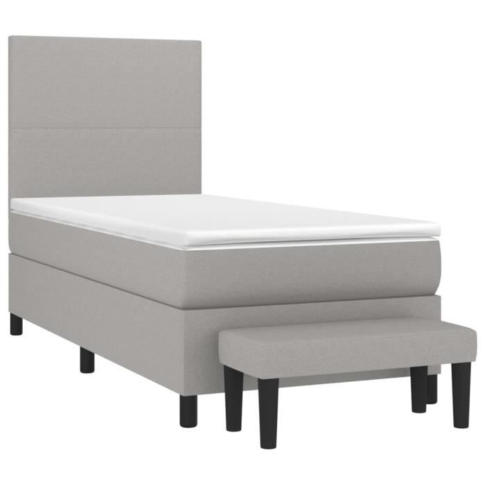 3136389 vidaXL Divan Bed with Mattress Light Grey 80x200 Cm Fabric