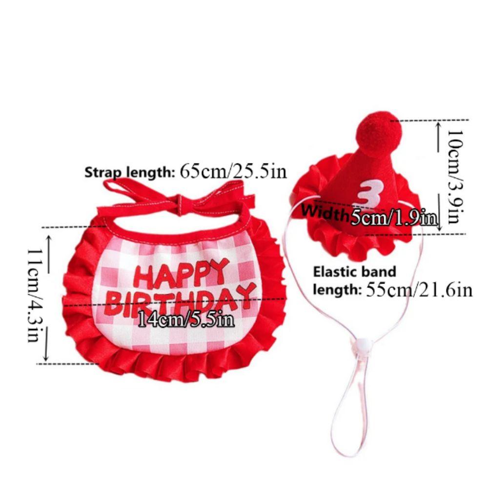 Soft Cat Birthday Scarf Hat Set with Digital Stickers Cat Saliva Towel Birthday Party