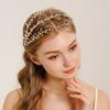 Creative Three-layer Beaded Hair Band Retro Xiuhe Bridal Gold Leaf Pearl Crystal Handmade Headband